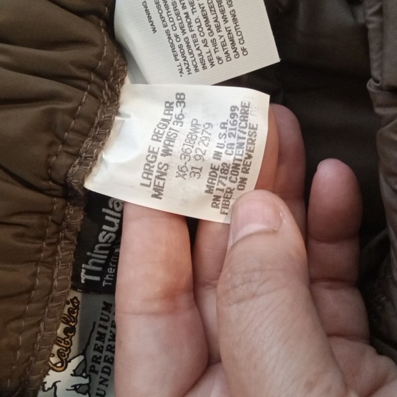 Cabela's Thinsulate Thermal Insulation Vintage 3M Nylon Mens Large - Picture 6 of 11